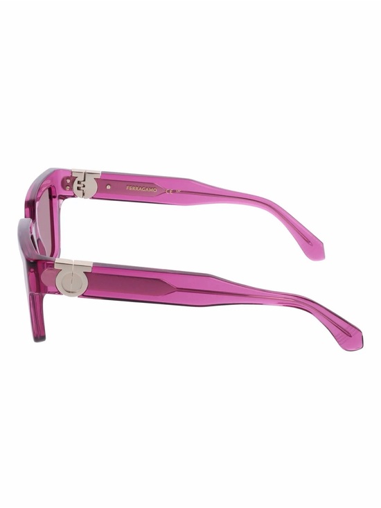 New Salvatore Ferragamo SF2066S 665 Transparent Fuchsia Square Sunglasses